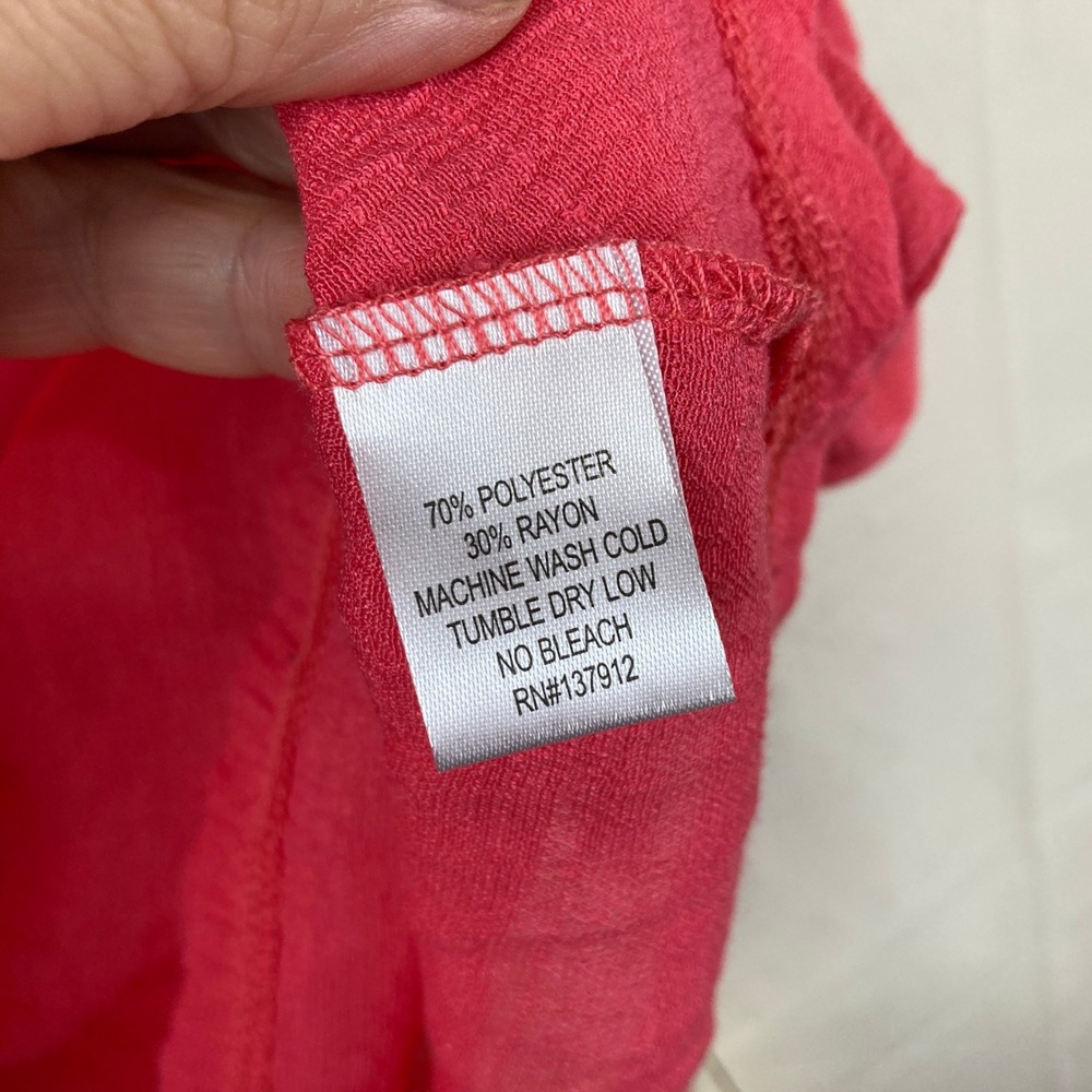 NEW Maria Gabrielle Blouse Women 2X Coral‎ Crochet Lace Keyhole Boho Top Coastal - Picture 8 of 9